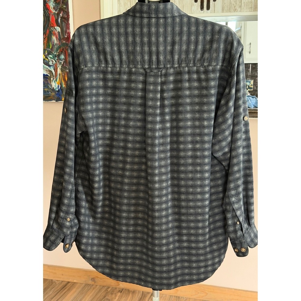 The North Face Mens Plaid Long Sleeve Button Down Shirt Gray Black Size M